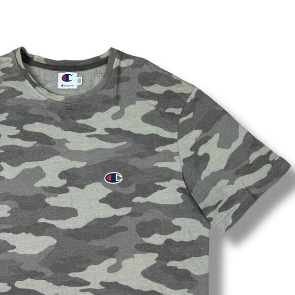 Champion Camo T-Shirt Sz Medium Green Gray Crewneck Short Sleeve Streetwear Tee - Picture 4 of 8